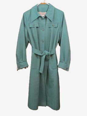 VTG Forcaster of Boston Women's Sea Green Trench Coat Size 15/16